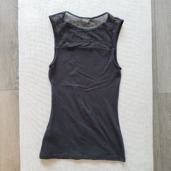 Black sleeveless top with mesh neckline - Picture 3 of 4